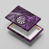 New Zealand Darts Canvas Wall Art Maori Koru Dartboard Purple Flame