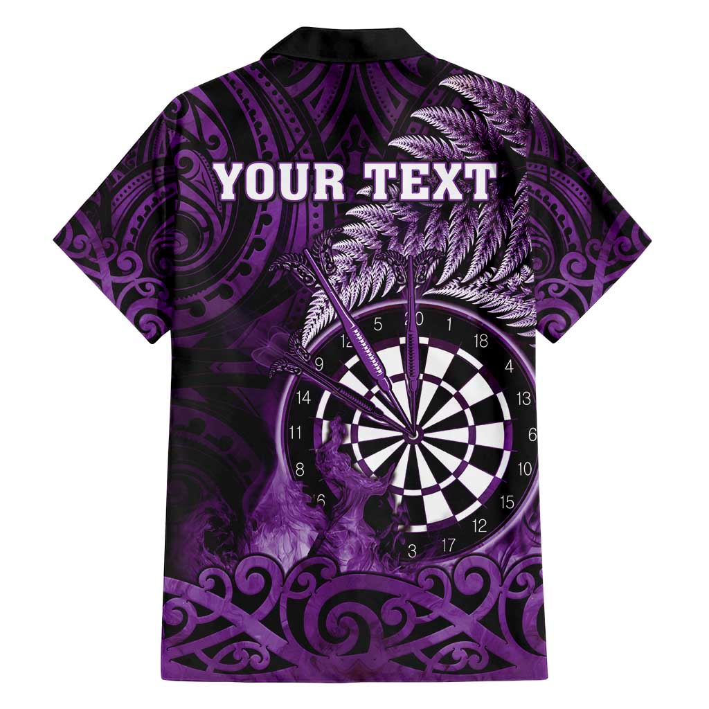 Personalised New Zealand Darts Family Matching Summer Maxi Dress and Hawaiian Shirt Maori Koru Dartboard Purple Flame LT05 - Polynesian Pride