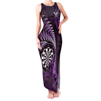 Personalised New Zealand Darts Family Matching Tank Maxi Dress and Hawaiian Shirt Maori Koru Dartboard Purple Flame LT05 Mom's Dress Purple - Polynesian Pride