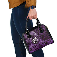 New Zealand Darts Shoulder Handbag Maori Koru Dartboard Purple Flame