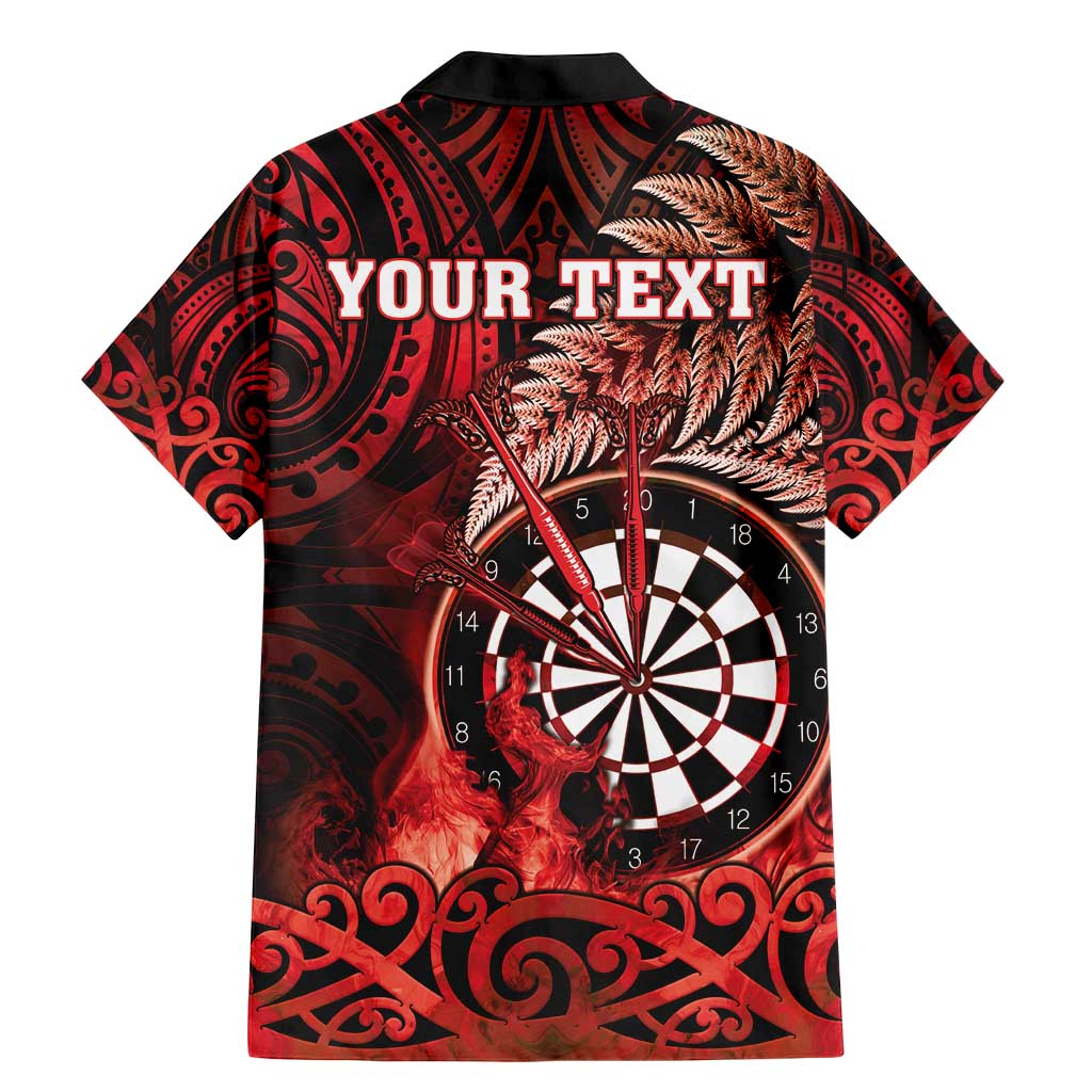 Personalised New Zealand Darts Family Matching Mermaid Dress and Hawaiian Shirt Maori Koru Dartboard Red Flame LT05 - Polynesian Pride