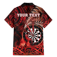 Personalised New Zealand Darts Family Matching Mermaid Dress and Hawaiian Shirt Maori Koru Dartboard Red Flame LT05 - Polynesian Pride