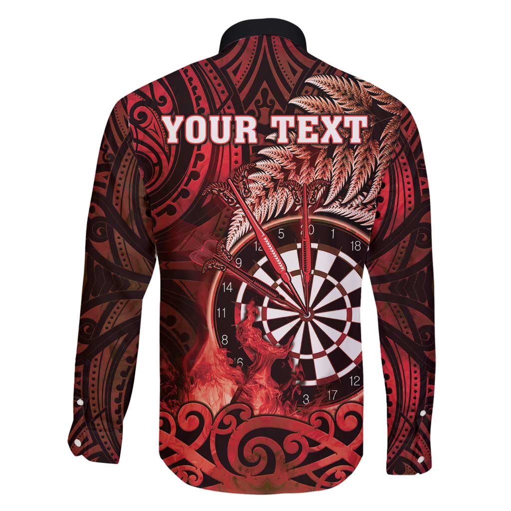 Personalised New Zealand Darts Family Matching Off Shoulder Short Dress and Hawaiian Shirt Maori Koru Dartboard Red Flame LT05 - Polynesian Pride