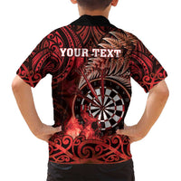 Personalised New Zealand Darts Family Matching Summer Maxi Dress and Hawaiian Shirt Maori Koru Dartboard Red Flame LT05 - Polynesian Pride