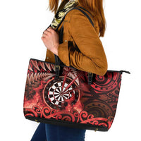 New Zealand Darts Leather Tote Bag Maori Koru Dartboard Red Flame LT05 Red - Polynesian Pride