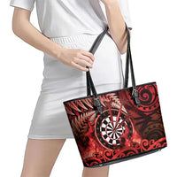 New Zealand Darts Leather Tote Bag Maori Koru Dartboard Red Flame LT05 - Polynesian Pride