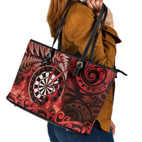New Zealand Darts Leather Tote Bag Maori Koru Dartboard Red Flame LT05 - Polynesian Pride