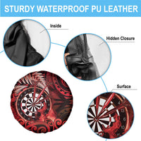 New Zealand Darts Spare Tire Cover Maori Koru Dartboard Red Flame