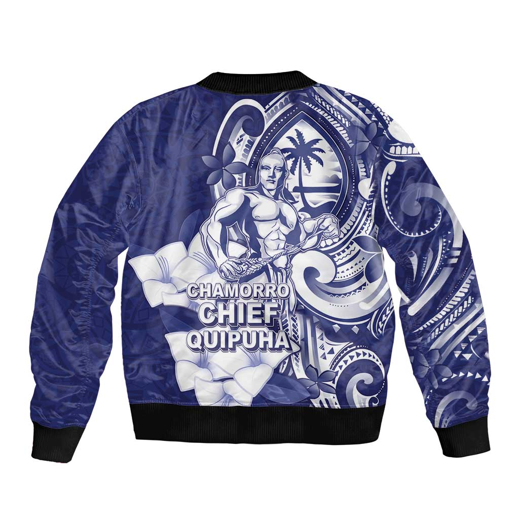 Guam Chief Quipuha Bomber Jacket Polynesian Pattern With Guasali Flowers