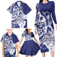 Guam Chief Quipuha Family Matching Long Sleeve Bodycon Dress and Hawaiian Shirt Polynesian Pattern With Guasali Flowers LT05 - Polynesian Pride