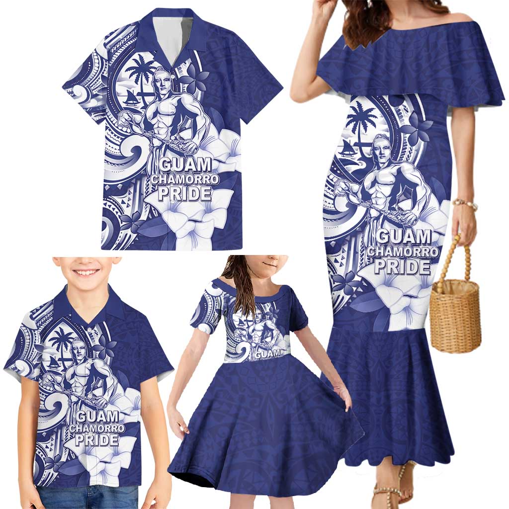Guam Chief Quipuha Family Matching Mermaid Dress and Hawaiian Shirt Polynesian Pattern With Guasali Flowers LT05 - Polynesian Pride