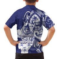 Guam Chief Quipuha Family Matching Off Shoulder Short Dress and Hawaiian Shirt Polynesian Pattern With Guasali Flowers LT05 - Polynesian Pride