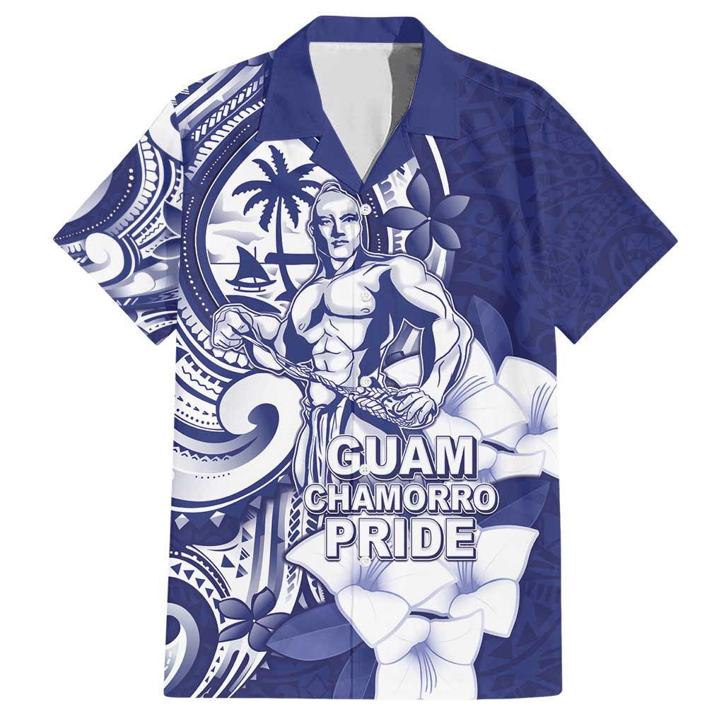 Guam Chief Quipuha Family Matching Short Sleeve Bodycon Dress and Hawaiian Shirt Polynesian Pattern With Guasali Flowers LT05 Dad's Shirt - Short Sleeve Navy - Polynesian Pride