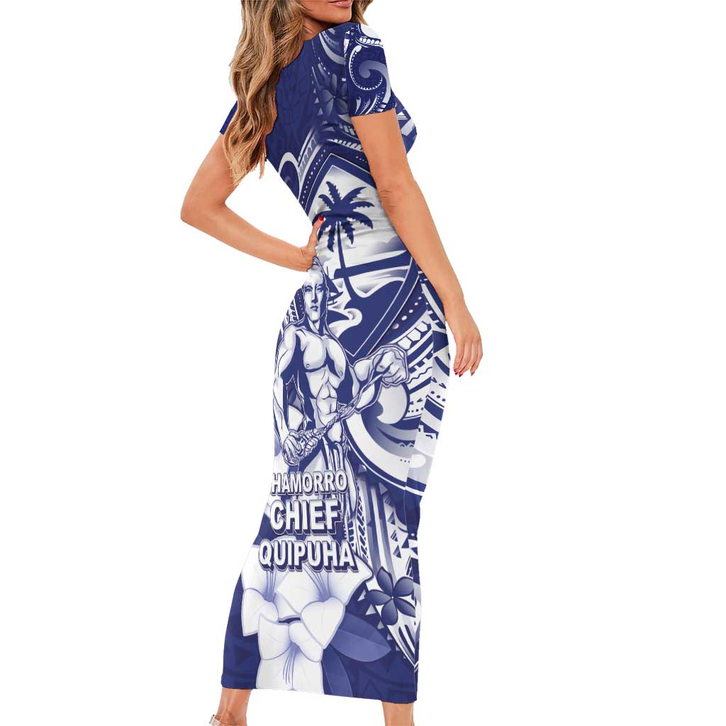 Guam Chief Quipuha Family Matching Short Sleeve Bodycon Dress and Hawaiian Shirt Polynesian Pattern With Guasali Flowers LT05 - Polynesian Pride