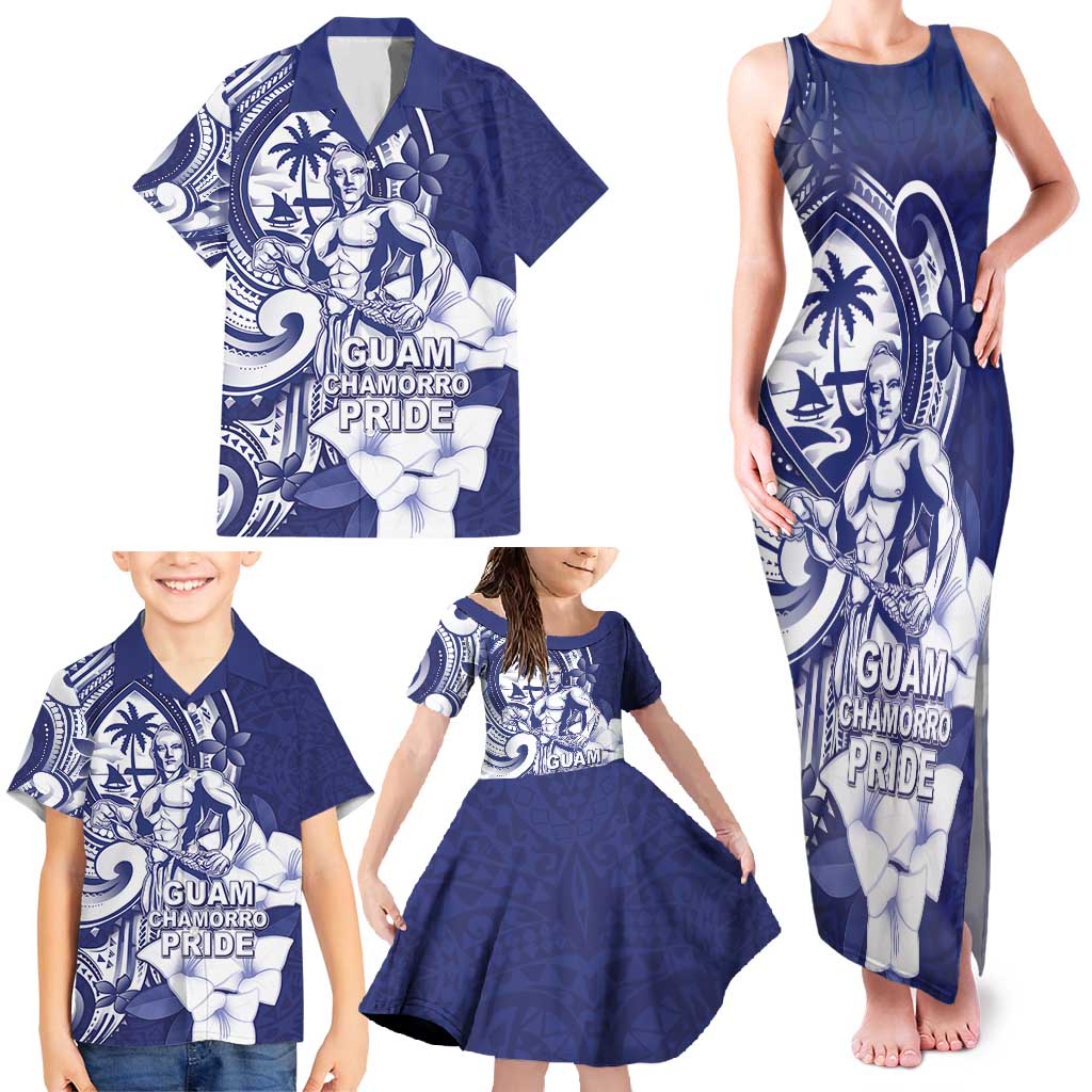 Guam Chief Quipuha Family Matching Tank Maxi Dress and Hawaiian Shirt Polynesian Pattern With Guasali Flowers LT05 - Polynesian Pride