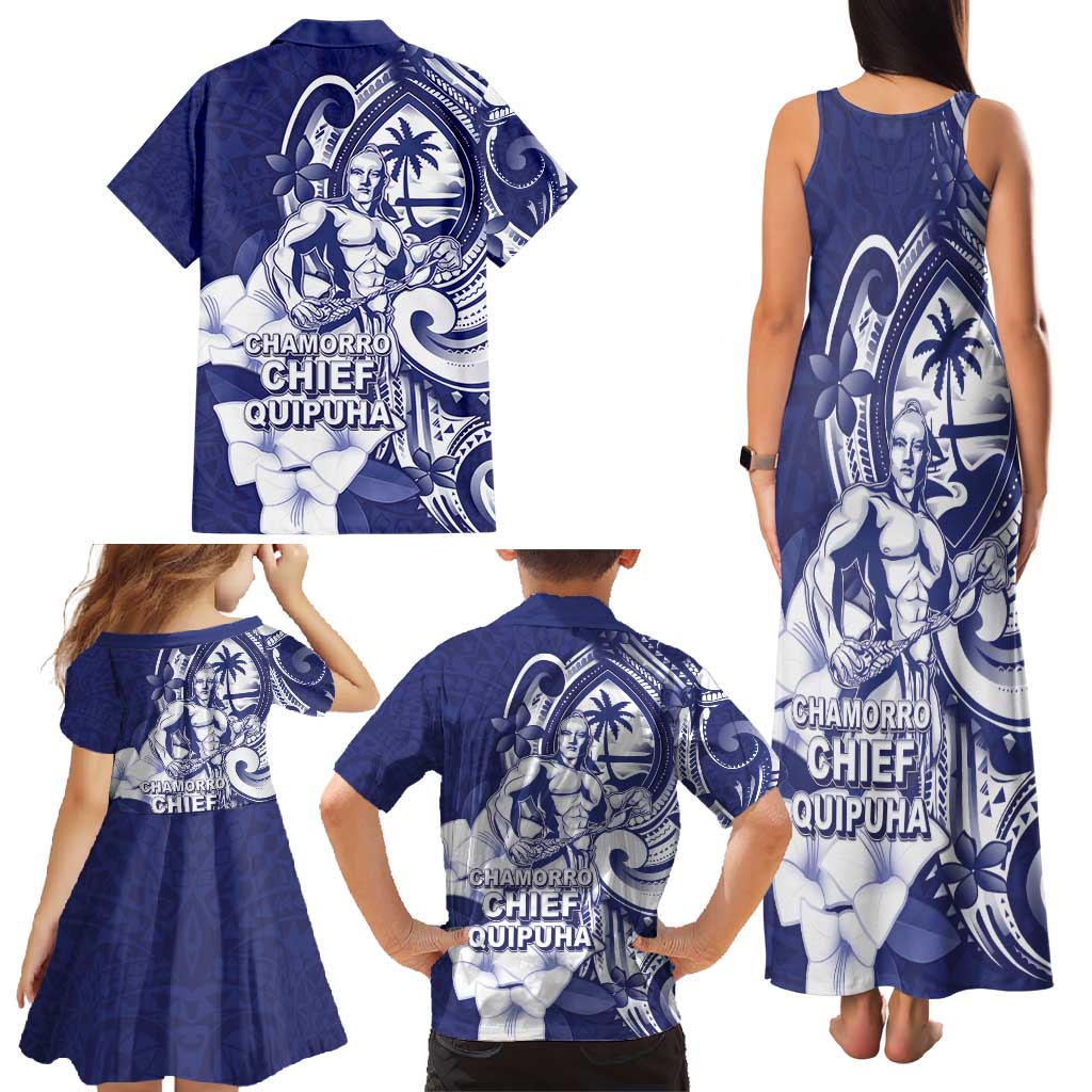 Guam Chief Quipuha Family Matching Tank Maxi Dress and Hawaiian Shirt Polynesian Pattern With Guasali Flowers LT05 - Polynesian Pride