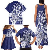 Guam Chief Quipuha Family Matching Tank Maxi Dress and Hawaiian Shirt Polynesian Pattern With Guasali Flowers LT05 - Polynesian Pride