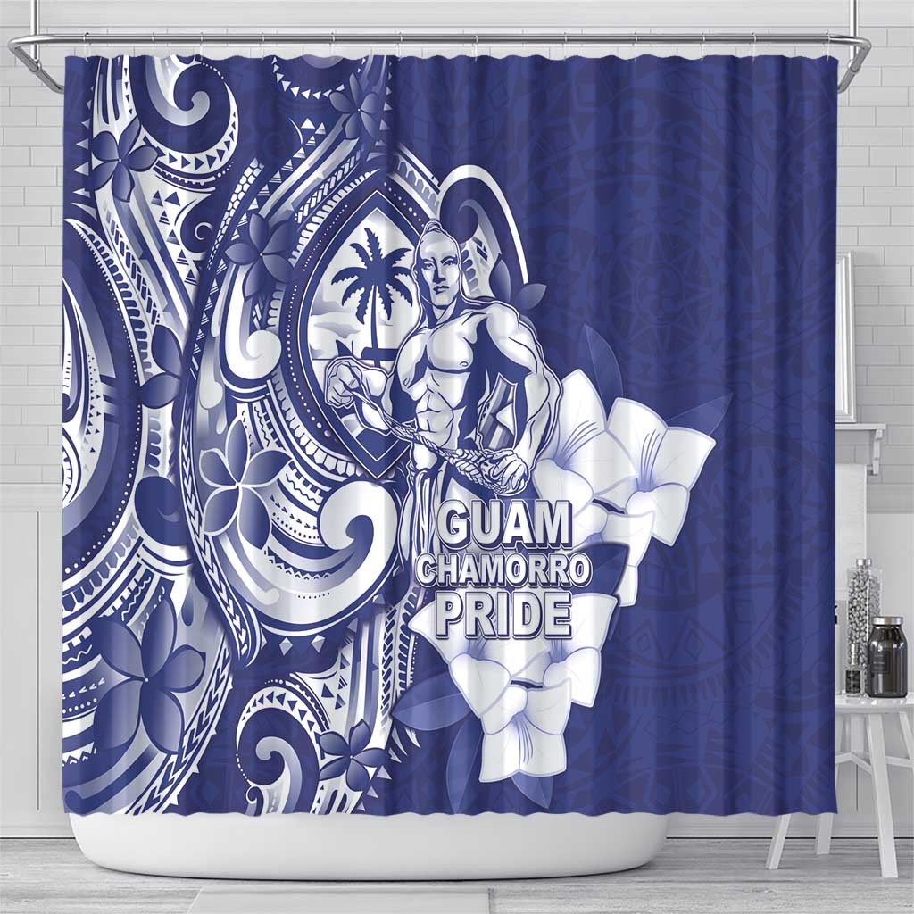 Guam Chief Quipuha Shower Curtain Polynesian Pattern With Guasali Flowers