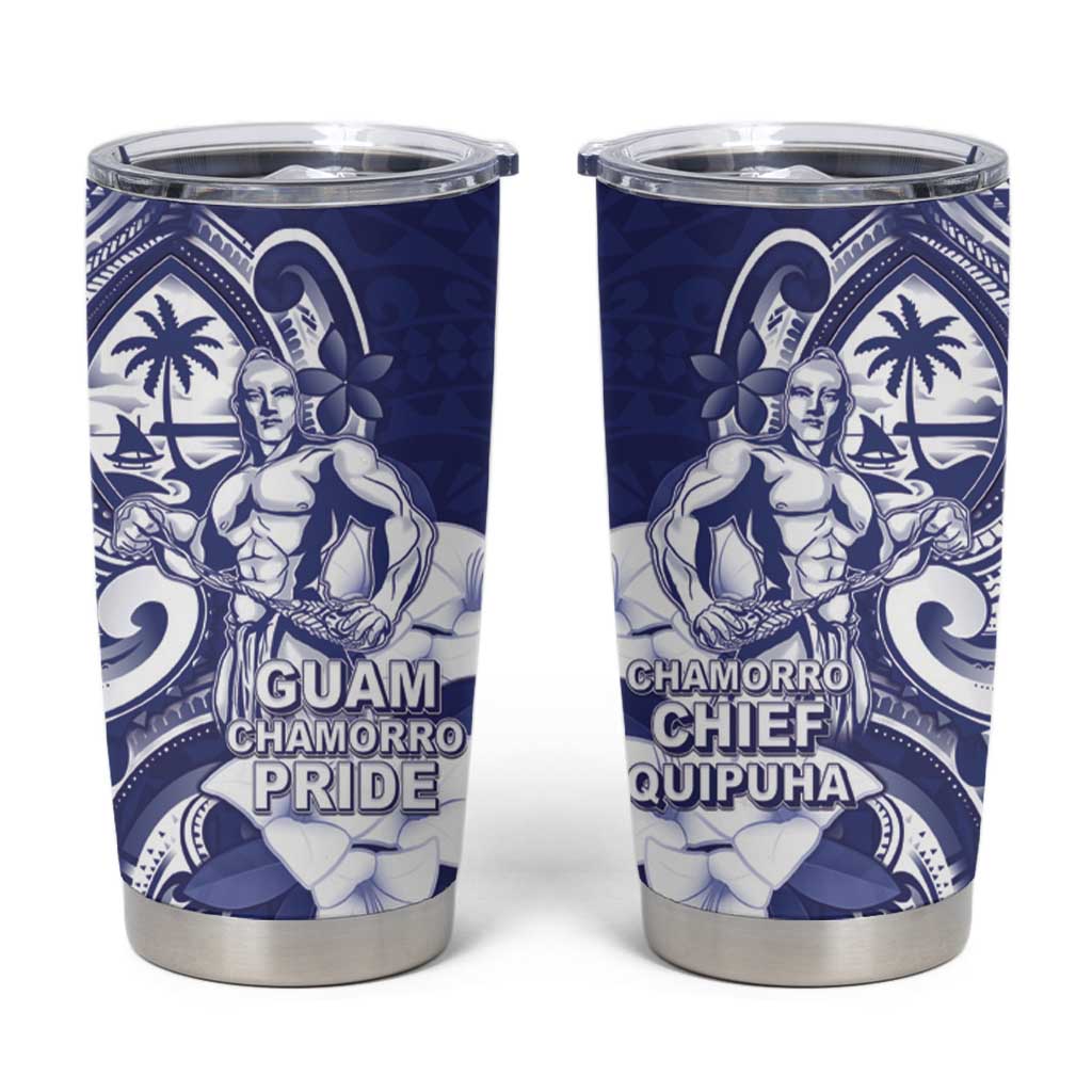 Guam Chief Quipuha Tumbler Cup Polynesian Pattern With Guasali Flowers