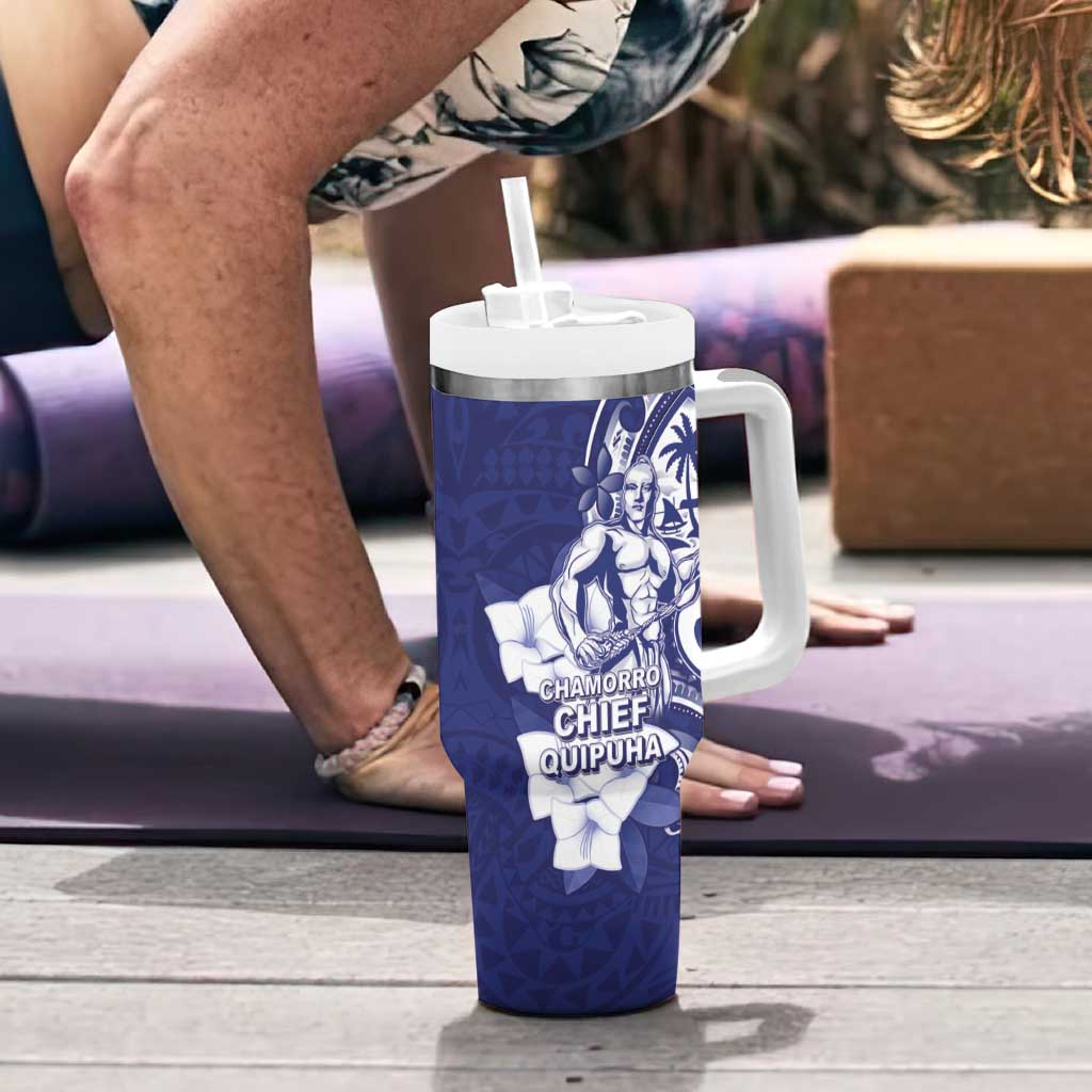 Guam Chief Quipuha Tumbler With Handle Polynesian Pattern With Guasali Flowers