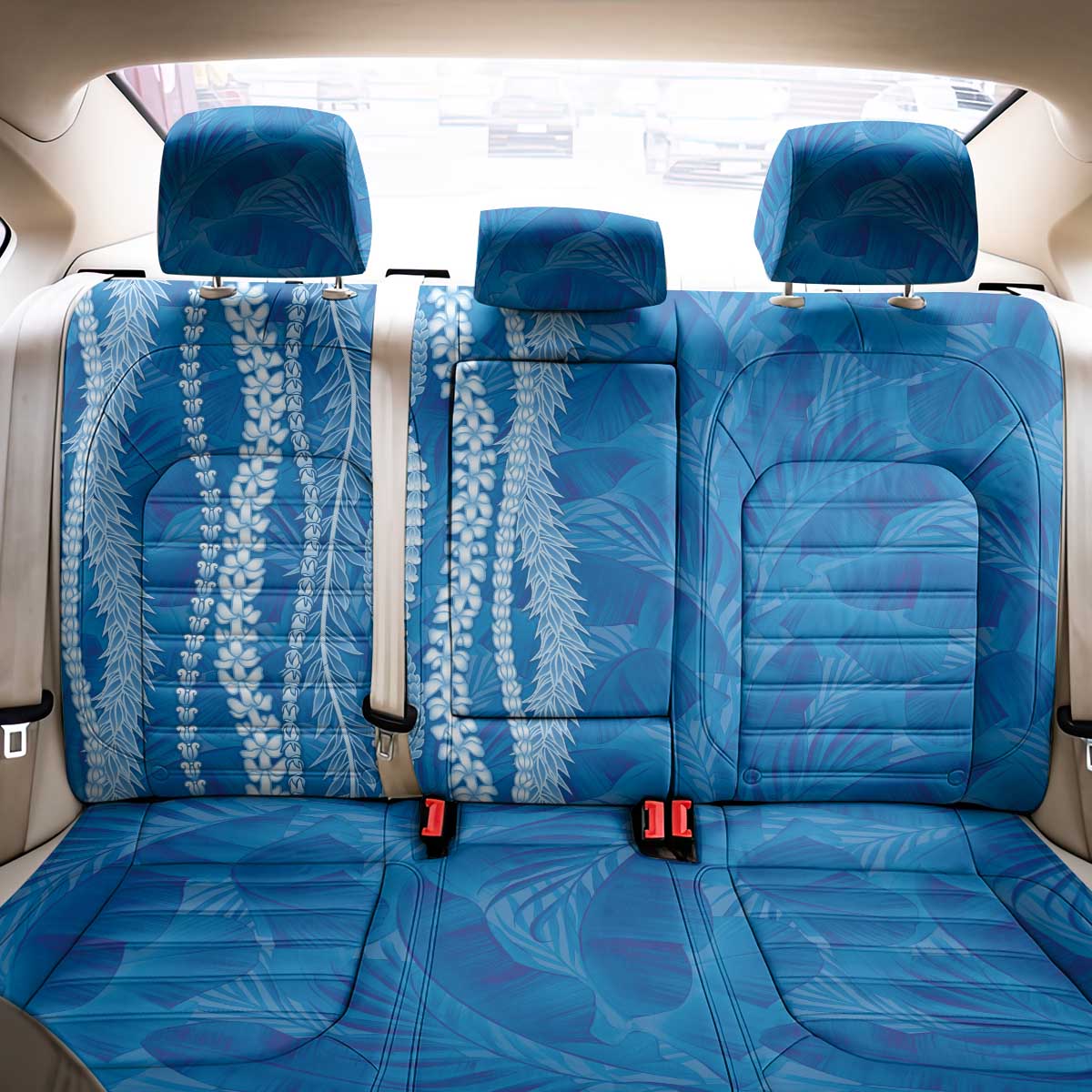 Hawaii Prince Kuhio Back Car Seat Cover Blue Hawaiian Lau Maia With Leis