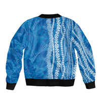 Hawaii Prince Kuhio Bomber Jacket Blue Hawaiian Lau Maia With Leis