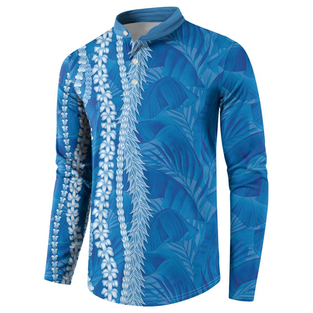 Hawaii Prince Kuhio Button Sweatshirt Blue Hawaiian Lau Maia With Leis