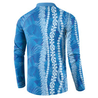 Hawaii Prince Kuhio Button Sweatshirt Blue Hawaiian Lau Maia With Leis