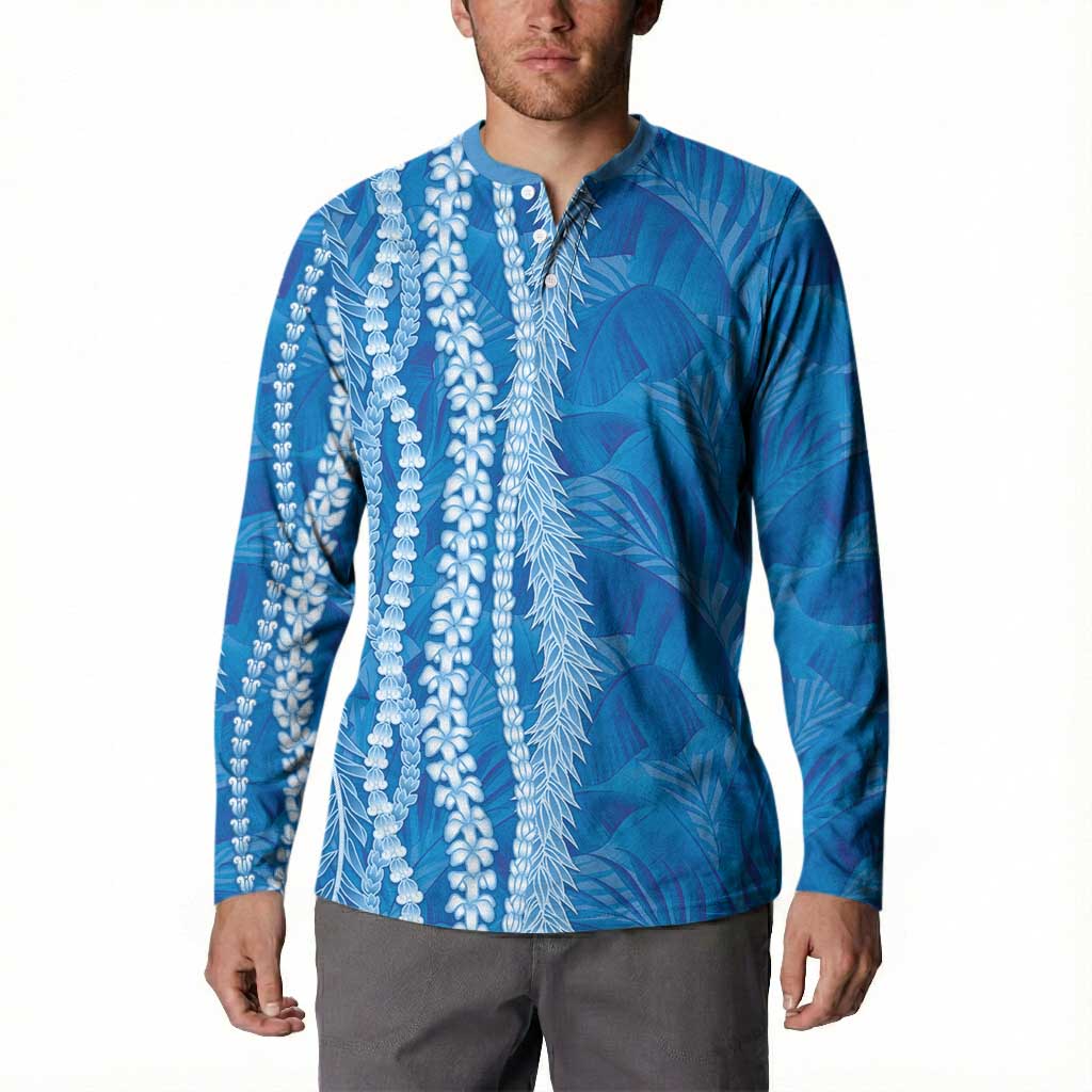Hawaii Prince Kuhio Button Sweatshirt Blue Hawaiian Lau Maia With Leis