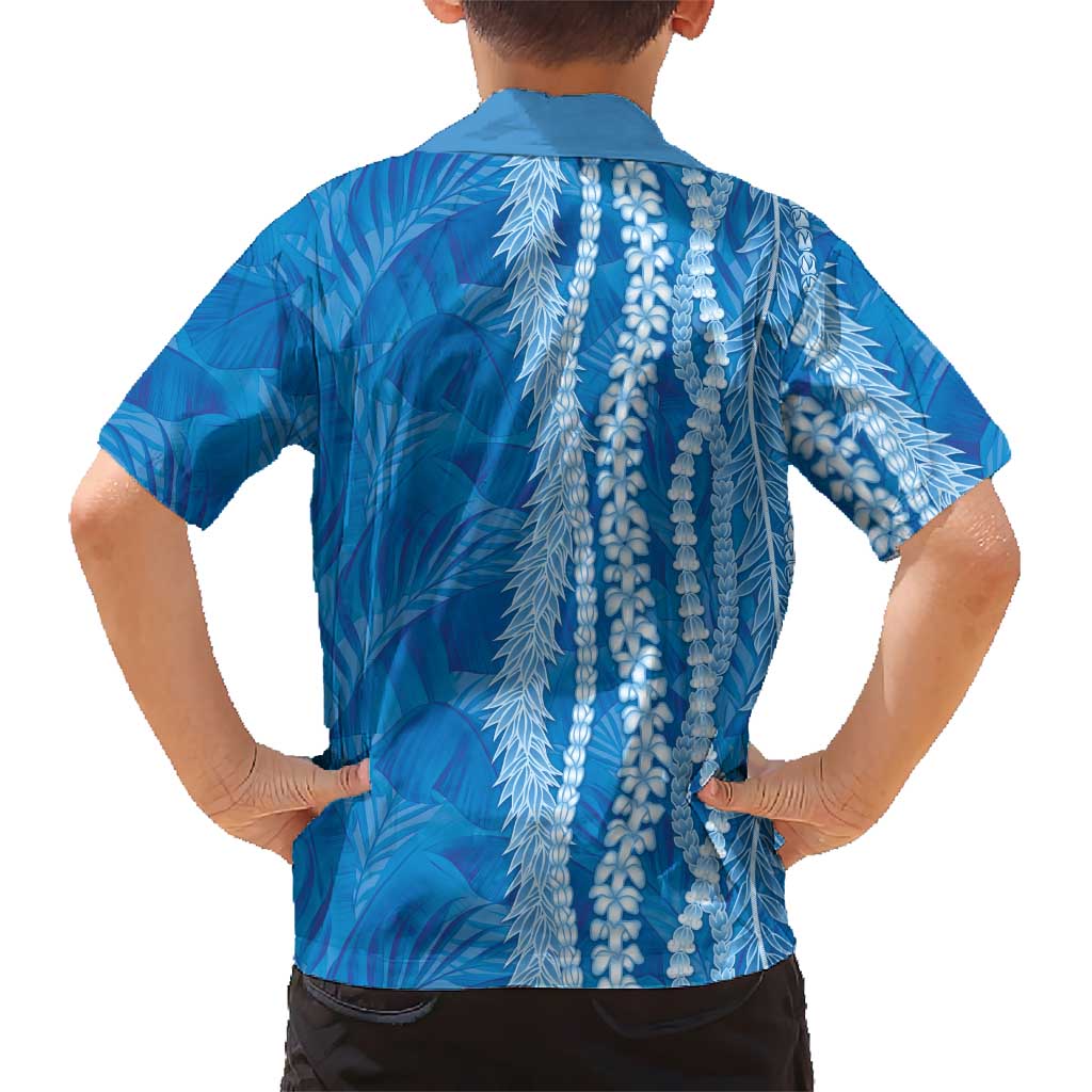 Hawaii Prince Kuhio Family Matching Long Sleeve Bodycon Dress and Hawaiian Shirt Blue Hawaiian Lau Maia With Leis LT05 - Polynesian Pride