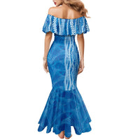 Hawaii Prince Kuhio Family Matching Mermaid Dress and Hawaiian Shirt Blue Hawaiian Lau Maia With Leis LT05 - Polynesian Pride