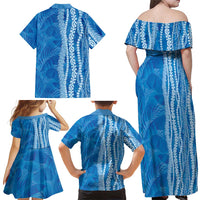 Hawaii Prince Kuhio Family Matching Off Shoulder Maxi Dress and Hawaiian Shirt Blue Hawaiian Lau Maia With Leis LT05 - Polynesian Pride