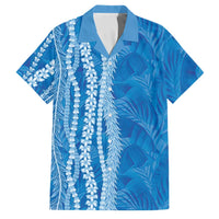 Hawaii Prince Kuhio Family Matching Off Shoulder Maxi Dress and Hawaiian Shirt Blue Hawaiian Lau Maia With Leis LT05 Dad's Shirt - Short Sleeve Blue - Polynesian Pride