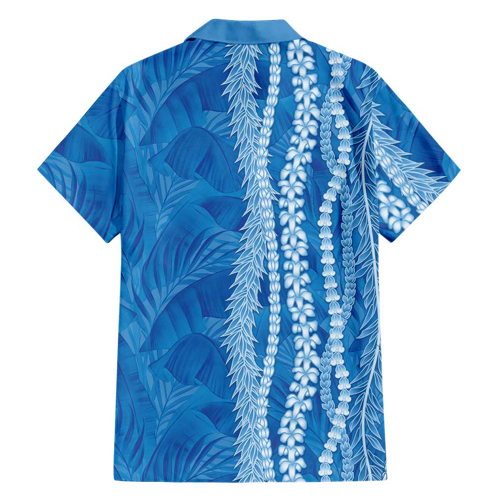 Hawaii Prince Kuhio Family Matching Short Sleeve Bodycon Dress and Hawaiian Shirt Blue Hawaiian Lau Maia With Leis LT05 - Polynesian Pride