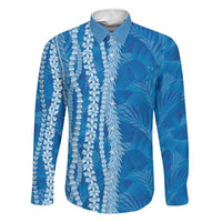 Hawaii Prince Kuhio Family Matching Summer Maxi Dress and Hawaiian Shirt Blue Hawaiian Lau Maia With Leis LT05 Dad's Shirt - Long Sleeve Blue - Polynesian Pride