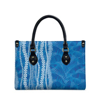 Hawaii Prince Kuhio Leather Bag Blue Hawaiian Lau Maia With Leis