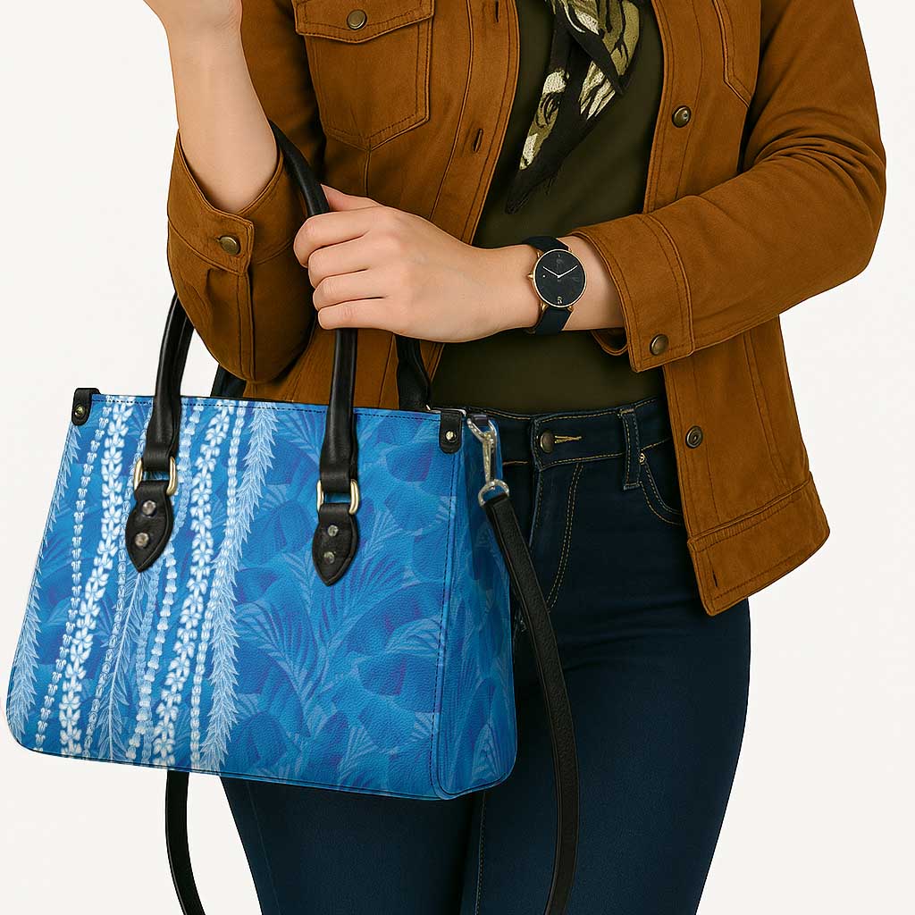 Hawaii Prince Kuhio Leather Bag Blue Hawaiian Lau Maia With Leis