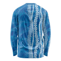 Hawaii Prince Kuhio Long Sleeve Shirt Blue Hawaiian Lau Maia With Leis