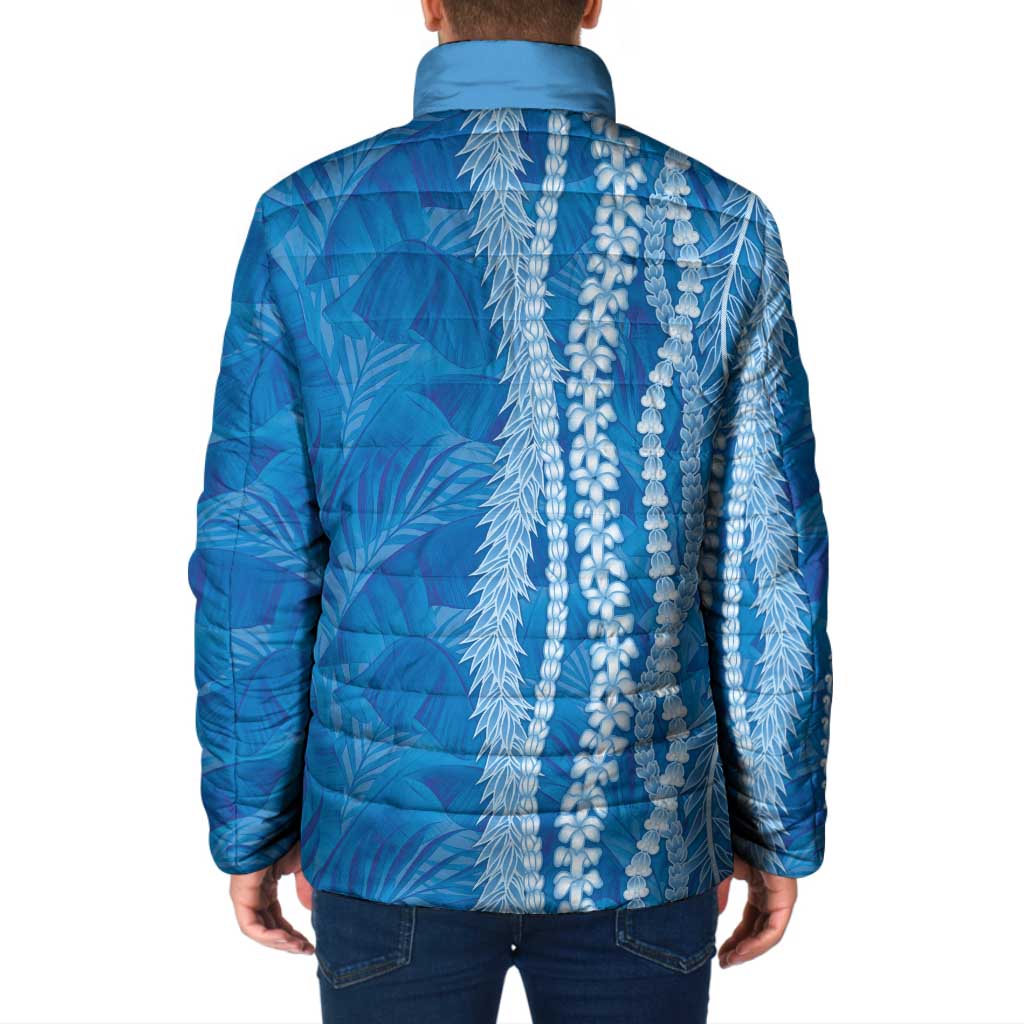 Hawaii Prince Kuhio Padded Jacket Blue Hawaiian Lau Maia With Leis