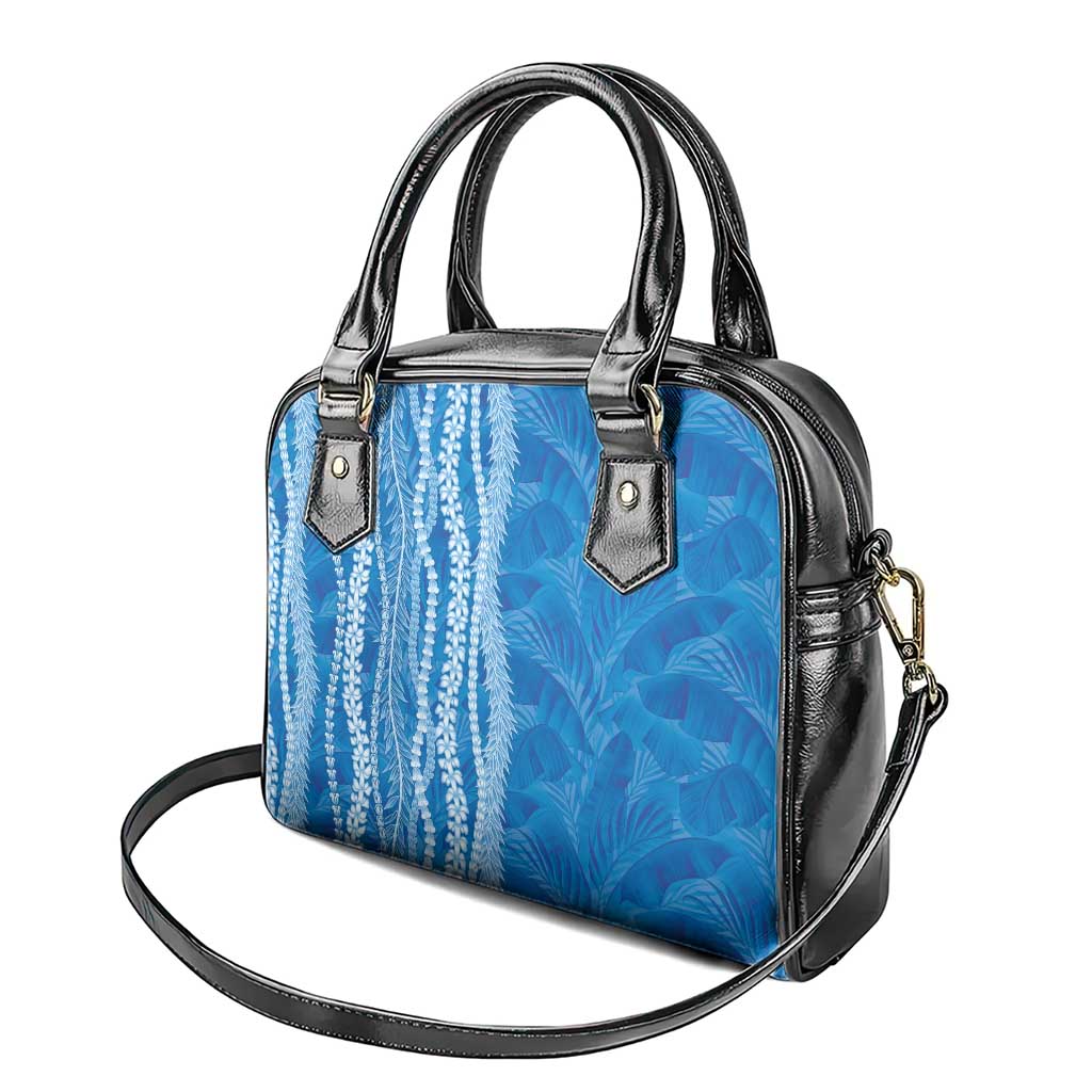 Hawaii Prince Kuhio Shoulder Handbag Blue Hawaiian Lau Maia With Leis
