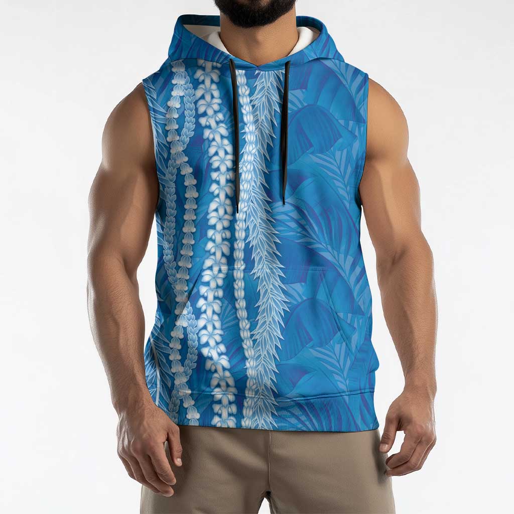 Hawaii Prince Kuhio Sleeveless Hoodie Blue Hawaiian Lau Maia With Leis