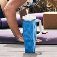 Hawaii Prince Kuhio Tumbler With Handle Blue Hawaiian Lau Maia With Leis