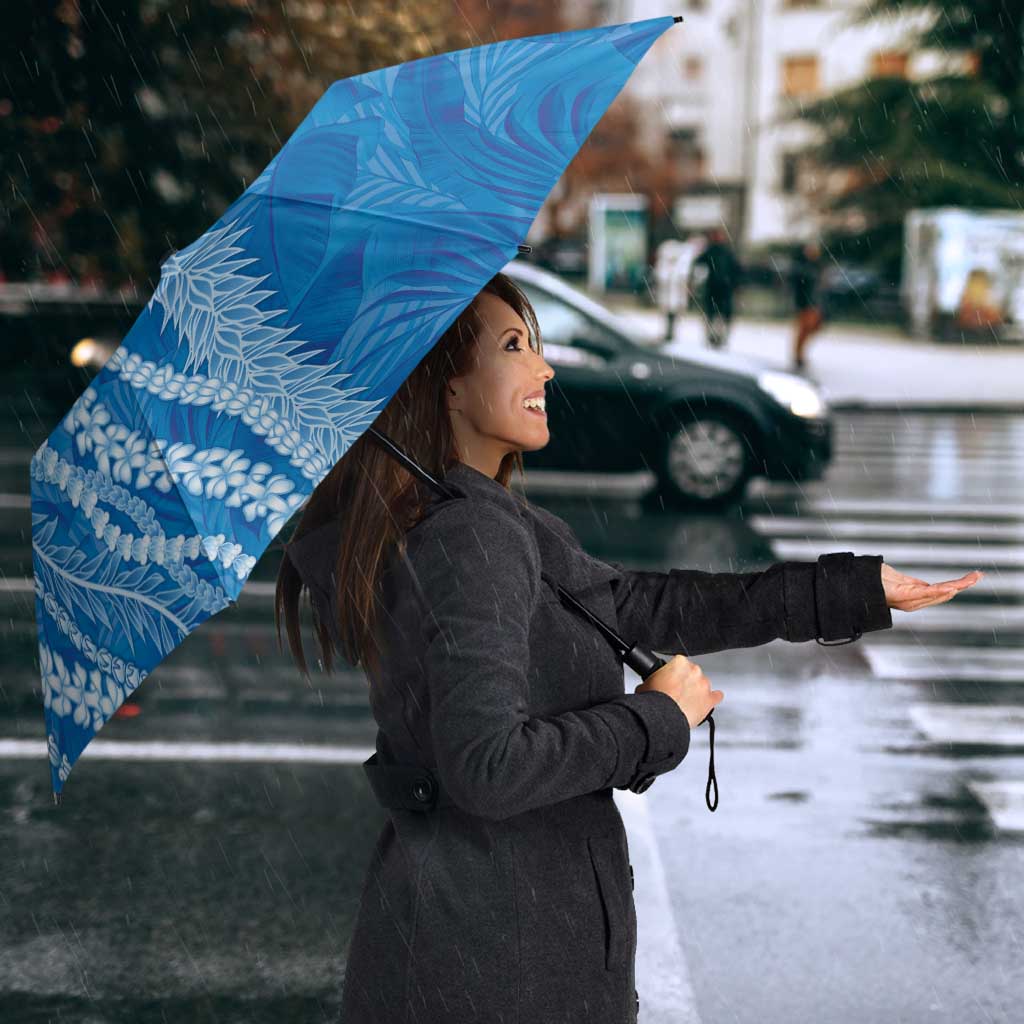 Hawaii Prince Kuhio Umbrella Blue Hawaiian Lau Maia With Leis