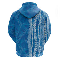 Hawaii Prince Kuhio Zip Hoodie Blue Hawaiian Lau Maia With Leis
