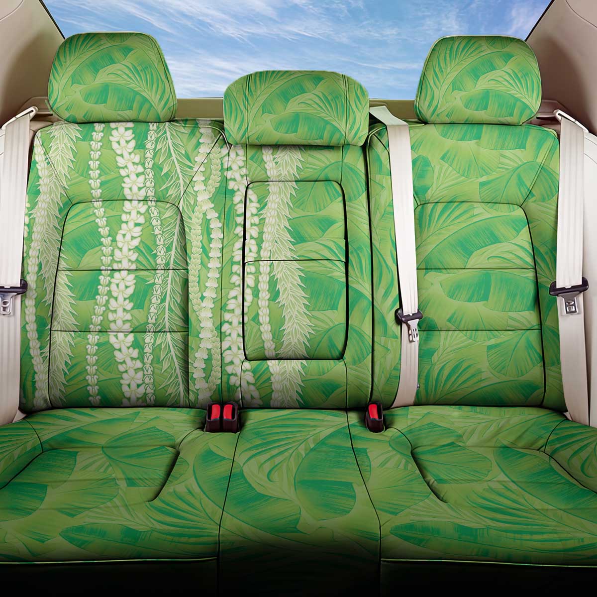 Hawaii Prince Kuhio Back Car Seat Cover Lime Green Hawaiian Lau Maia With Leis
