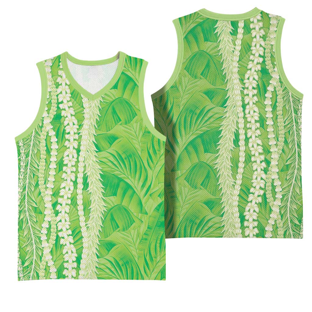 Hawaii Prince Kuhio Basketball Jersey Lime Green Hawaiian Lau Maia With Leis