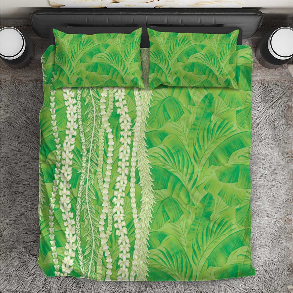 Hawaii Prince Kuhio Bedding Set Lime Green Hawaiian Lau Maia With Leis