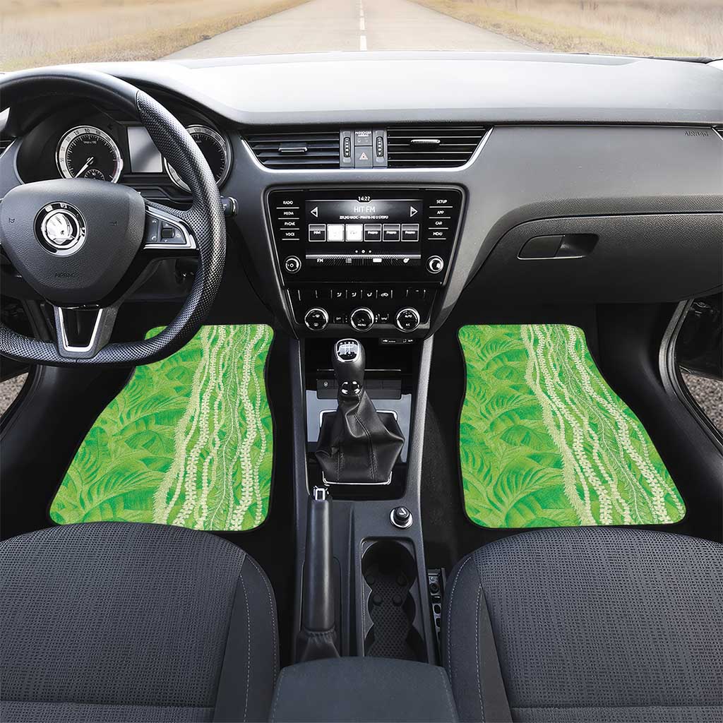 Hawaii Prince Kuhio Car Mats Lime Green Hawaiian Lau Maia With Leis