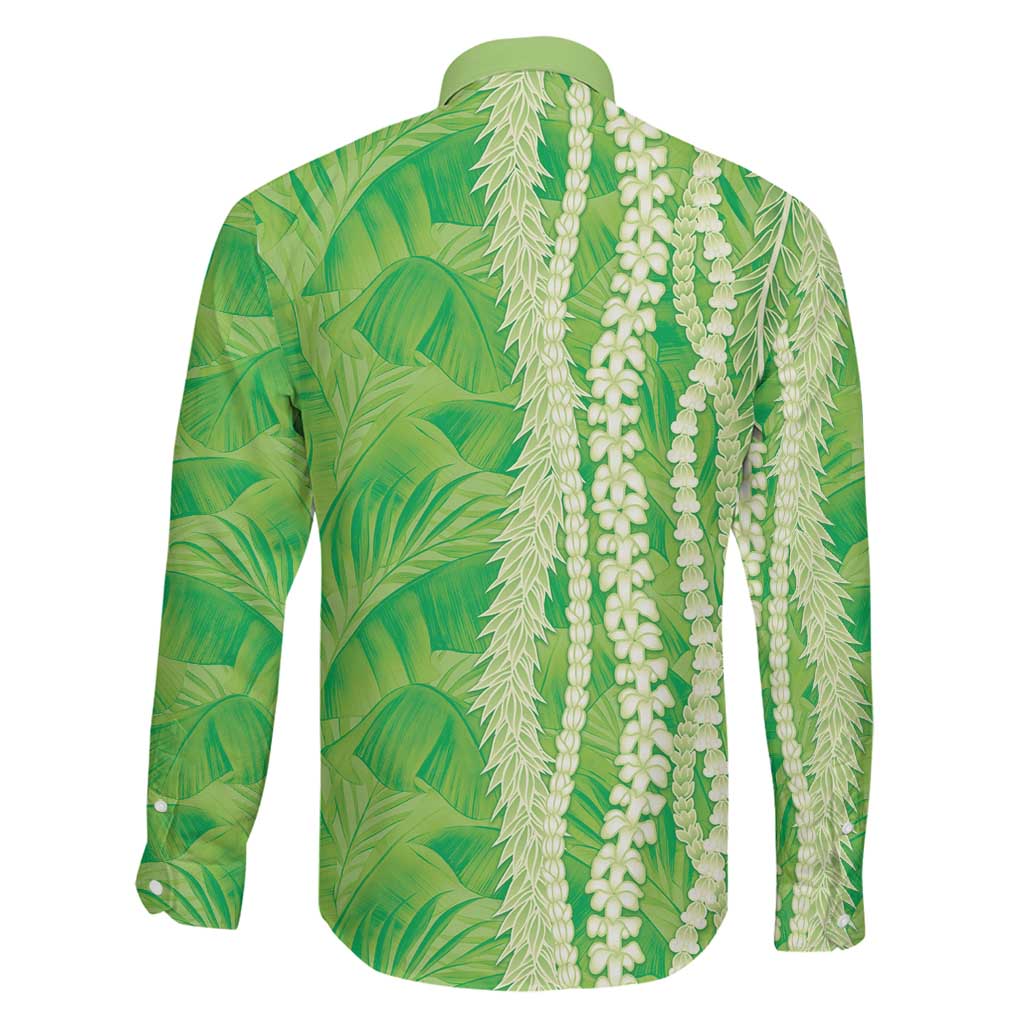 Hawaii Prince Kuhio Family Matching Off Shoulder Maxi Dress and Hawaiian Shirt Lime Green Hawaiian Lau Maia With Leis LT05 - Polynesian Pride