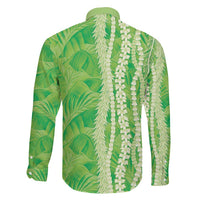Hawaii Prince Kuhio Family Matching Off Shoulder Short Dress and Hawaiian Shirt Lime Green Hawaiian Lau Maia With Leis LT05 - Polynesian Pride